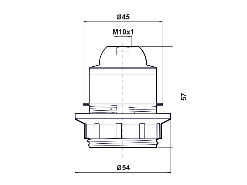 SIJALIČNO GRLO ALING E27 LUSTER KRATKO BEZVIJČNO ZA NAVOJ T180 12031.0 BELO